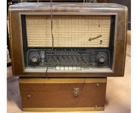 Mid 20th Century cased record player along with 1940's table top radio gram