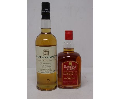 Two Bottles Of Scotch Whisky, To Include A Bottle Of House Of Common's Scotch Whisky & A Bottle Of House Of Lords Single Malt