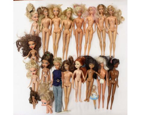 Barbie: A collection of assorted loose Barbie dolls, mostly modern, but some vintage. (one box)