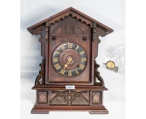 A good late Victorian / early Edwardian cuckoo mantel clock. 6 inch dial. Two train brass movement. Chiming on a gong. All or