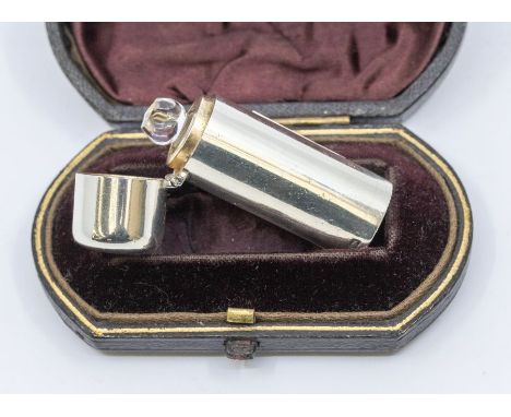 A Victorian small plain silver cylindrical scent bottle, gilt interior, face cut glass stopper, hallmarked by Hilliard &amp; 