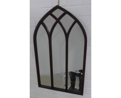 Modern wall mirror with Gothic style arch and beading, 76 x 45cm