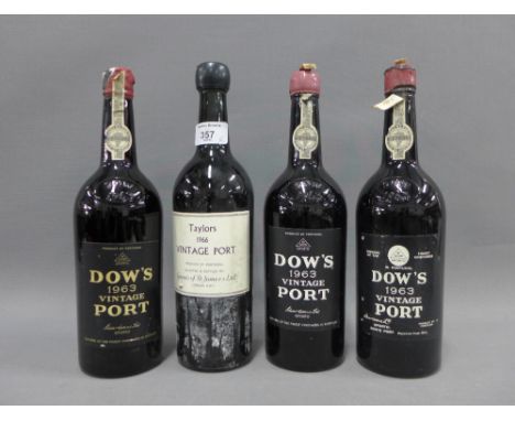 Three bottles of Dow's 1963 Vintage Port and a bottle of Taylors 1966 vintage Port (4) 