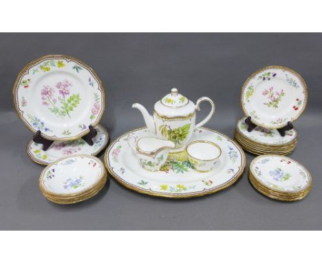 Royal Worcester Sandringham pattern porcelain table wares to include teapot, cream jug, sugar bowl and oval tray together wit