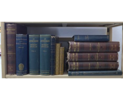 A shelf of books to include Ogilvie's Imperial Dictionary of The English Language, Textual Criticism, Autobiography of Herber