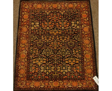 Persian hand knotted silk rug carpet, floral field within Herati borders, 66cm x 84cm   Condition Report   Click here for fur