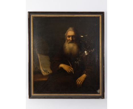 Künstler (Kopist?) im Stil des 17. Jh.Öl auf Leinwand (doubliert), "Gelehrten- bzw. Evangelisten-Portrait", wohl 18./19. Jh.;