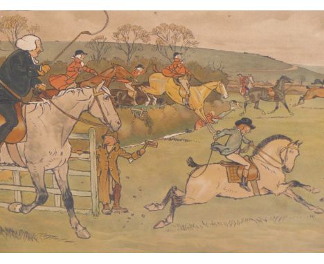 AFTER CECIL ALDIN, "IN THE OPEN" COLOUR PRINT WITHIN GESSO DECORATED AND TITLED FRAME 76 X 52cm (INCLUDING FRAME)
&nbsp;
Cond