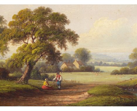 19TH CENTURY ENGLISH SCHOOL. A RURAL RIVERSIDE WITH COTTAGES. OIL ON RELINED CANVAS. INSCRIBED TO STRETCHER VERSO SMITH-BATH.