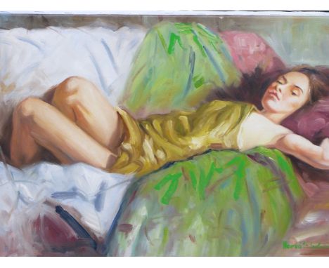 HORVATH SAILVIN (20TH/21ST CENTURY) ARR. GIRL RECLINING. OIL ON CANVAS, SIGNED L/R. 40 X 30 cm.
&nbsp;
Condition of lots is N