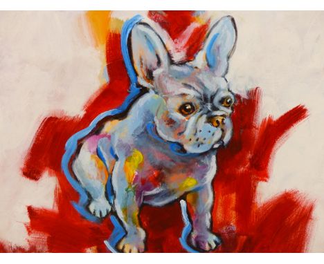 EGIS- (20TH CENTURY) ARR. STUDY OF A FRENCH BULLDOG- ACRYLIC ON CANVAS, SIGNED L/R. 81 X 81 cm.
&nbsp;
Condition of lots is N