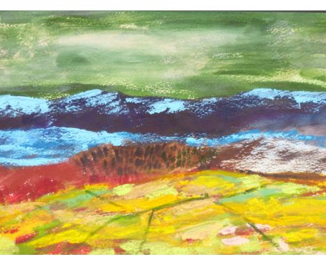 URSULA BURTON (20TH CENTURY) ARR. GREEN LANDSCAPE, ACRYLIC ON PAPER. LABELLED VERSO. 33 X 24 cm
&nbsp;
Condition of lots is N