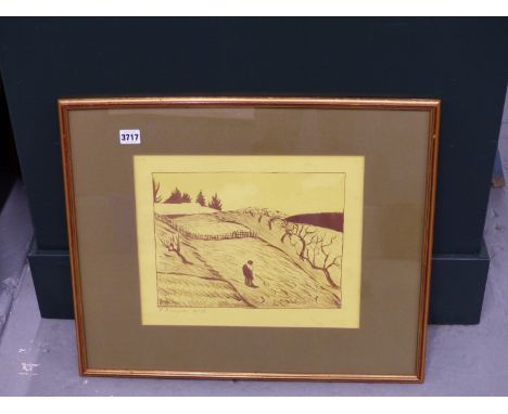 PAUL SERUSIER (1864-1927) PAYSAGE / LANDSCAPE - COLOUR LITHOGRAPH ON YELLOW GROUND. PENCIL SIGNED AND NUMBERED (No22) LOWER L
