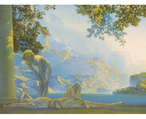 AFTER MAXFIELD PARRISH (1870-1966) "DAYBREAK" COLOUR PRINT 74 X 44cm.
&nbsp;
Condition of lots is NOT referred to in the lot 