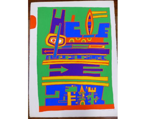 JACQUES SOISSON (1928-2012) ARR. NORD OUEST, NORD, NORD EST &amp; SUD EST, FOUR SCREEN PRINTS, PENCIL SIGNED AND TITLED 56 X 