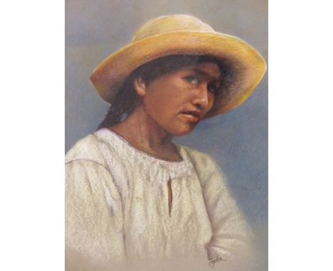 TAYLOR. (20TH CENTURY) A SOUTH AMERICAN GIRL IN HAT, PASTEL ON PAPER. 39 X 45 cm
&nbsp;
Condition of lots is NOT referred to 