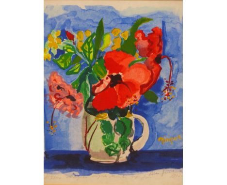 ALEXANDER MINGUET (1937-1996) ARR. STILL LIFE FLOWERS. LITHOGRAPH. PENCIL SIGNED AND INDISTINCTLY INSCRIBED. EDITION 88/200 ?