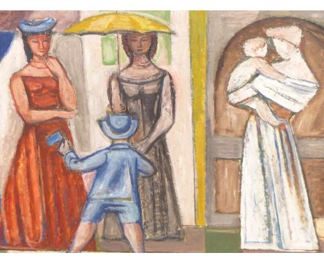TONY BARTL ( CZECH 1912-1998) ARR- LADIES WITH CHILDREN, OIL ON WOOD PANEL. SIGNED L/R 58 X 42 cm.
&nbsp;
Condition of lots i