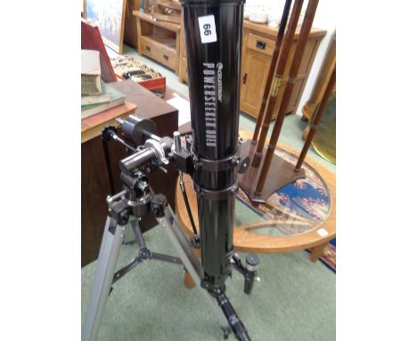 Celestron Powerseeker 80EQ on tripod with lens caps and instruction manual, Condition - Good Overall 