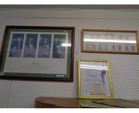 Andy Caddick framed print England vs West Indies Headingly 2000 signed in pencil 11 of 500, Signed Curtly Ambrose England Wes