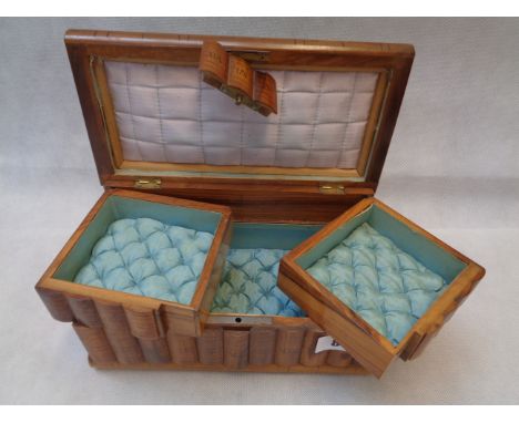 Late 19thC Olive Wood Book Shelf Shaped Jewellery box with padded silk interior, 24cm in Length, Condition - Good Overall som