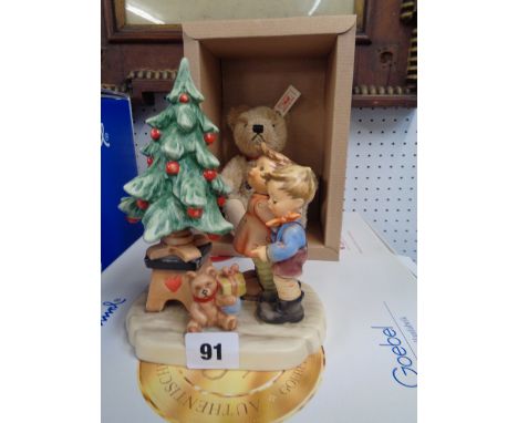 Boxed M J Hummel Goebel Christmas with Steiff 156027, Condition - Brand New