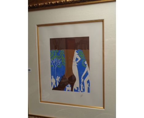 Erte, Gilt Framed Serigraph entitled 'Brown Boot' limited edition 99 of 260 signed in Pencil, 40 x 49cm, Condition - Excellen