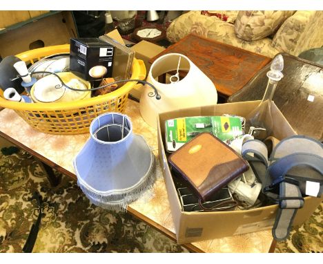 A general lot containing lamps lamp shades and other items.