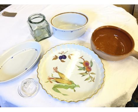 A selection of ceramics including a large Royal Worcester flan dish.