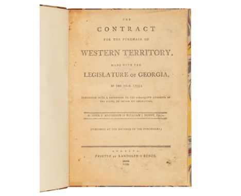 [GEORGIA] -- [YAZOO LAND COMPANIES]. ANDERSON, John E. and William J. HOBBY. The Contract for the Purchase of Western Territo