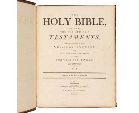 [BIBLE, in English]. The Holy Bible, Containing the Old and New Testaments, Translated out of the Original Tongues, and with 