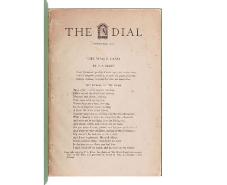 ELIOT, Thomas Stearns (1888-1965). "The Waste Land." In: &nbsp;The Dial, Vol. LXXII, No. 5, pp. 473-485. New York: Dial Publi
