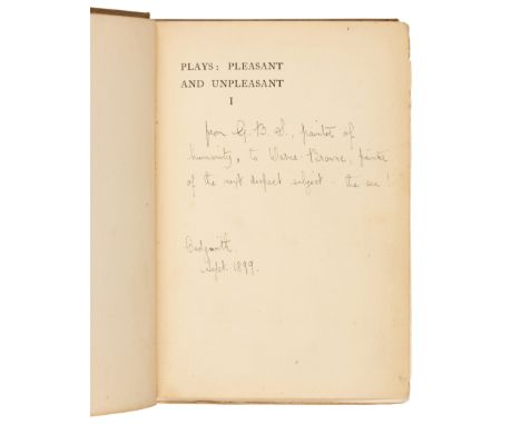 SHAW, George Bernard (1856-1950). Plays: Pleasant and Unpleasant. London: Grant Richards, 1898. &nbsp;2 volumes, 8vo. Photogr