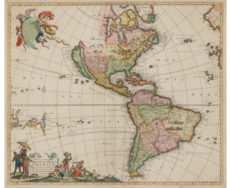 [MAP]. WIT, Frederick de (1629/30-1706). Novissima et Accuratissima Septentrionalis ac Meridionalis Americae Descriptio. Amst