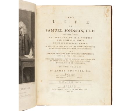 BOSWELL, James (1740-1795). The Life of Samuel Johnson. London: Henry Baldwin for Charles Dilly, 1791.2 volumes, 4to (277 x 2