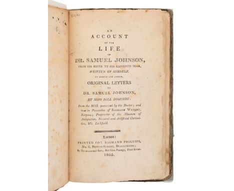 JOHNSON, Samuel (1709-1784) and Hill BOOTHBY (1708-1756). An Account of the Life of Dr. Samuel Johnson, from His Birth to His