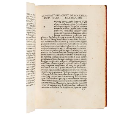 ALBERTI, Leon Battista (1404-1472). De re aedificatoria. Florence: Nicolaus Laurentii Alamanus, 29 December 1485. &nbsp;Folio