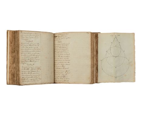 [MANUSCRIPTS - MATHEMATICS]. Manuscript notebook on geometry. [France, late-18th or early- 19th century].369 pages, plus 55 f