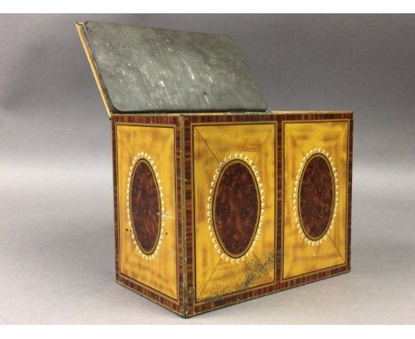 EARLY 20TH CENTURY WILLIAM CRAWFORD &amp; SONS LTD BISCUIT TIN,modelled and designed in the form of a Georgian satinwood and 