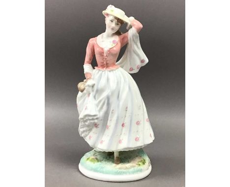 ROYAL WORCESTER FIGURE OF "SUNDAY BEST",22cm high, along with eleven other Royal Worcester and Coalport figures