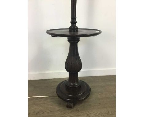 MAHOGANY STANDARD LAMP,with circular shelf