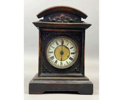 WURTTEMBURG MANTEL CLOCK ,20cm high, along with a set of scales and a British linen banknote safe (3)