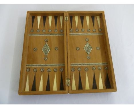 Middle Eastern backgammon board of various inlaid woods