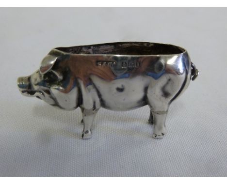 A silver pin cushion in the form of a pig, Birmingham 1906