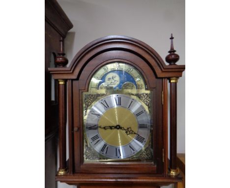 A contemporary longcase clock with moon phase dial (as found)  