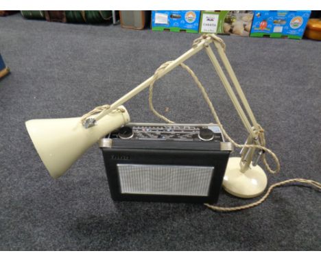 A Hacker radio and an angle poised lamp 