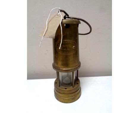 A Hockley Lamp &amp; Limelight Co brass miner's lamp 