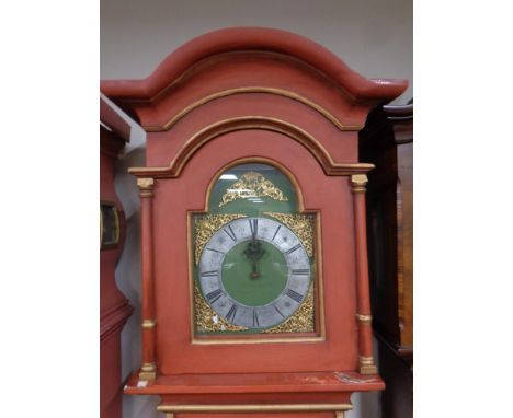 A 19th century continental painted longcase clock with brass and metal dial, Caspar Maasw