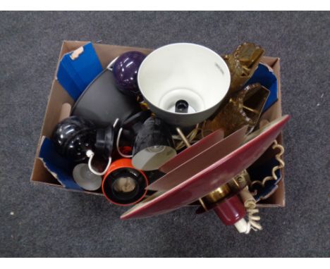 A box of 20th century continental light fittings and wall lights 