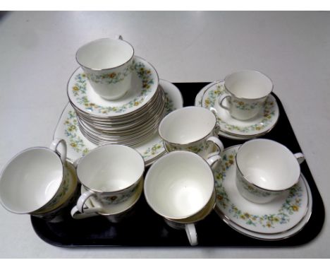 A thirty-one piece Royal Doulton Ainsdale bone china tea service 